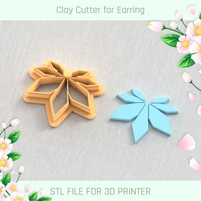 pointe fleur printemps argile coupeur outils boucle d'oreille vase 3d print model - Mito3D