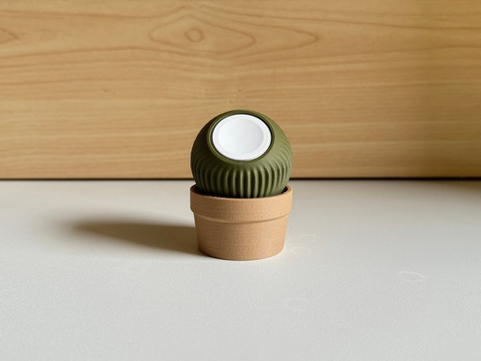 épineux mini pomme regarder chargeur titulaire soutien magsafe cactus succulent planteur vase 3d print model - Mito3D