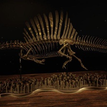spinosaurus diorama nadando esqueleto Arte dinosaurio personas escultura museo cuerpo estatua Ciencias cráneo humano miniaturas figuritas monstruo criatura animal bestia nadar 3d print model - Mito3D