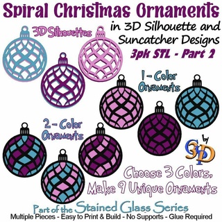 spirale Natale ornamenti silhouette multicolore stl File 3d print model - Mito3D