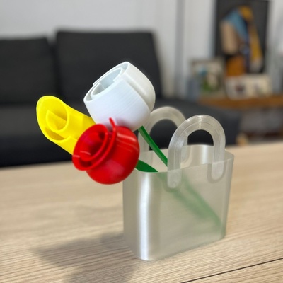 sarmal çiçekler çanta buket ev el çantası hediye basit zarif büyüleyici doğum günü sevgili sürpriz güzel özel organizatör aşk sıra ekici çiçek vazo 3d print model - Mito3D