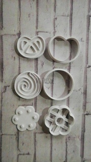 spiral pretzel flower cutter marker set clay polymer porcelain florcitas cutting cookie stamp 3d print model - Mito3D