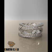 spiral ring gemstones jewelry jewellry womens rings stl printable women fashion apparel platinum gemstone silver gold engagement 3d print model - Mito3D