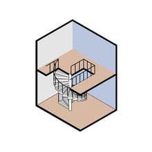Spiral Treppe Landung Geländer Fußboden Platten Shawlin Islam Architektur Treppenhaus Haus isometrisch Decke kreisförmig Steigleitung treten 3d print model - Mito3D