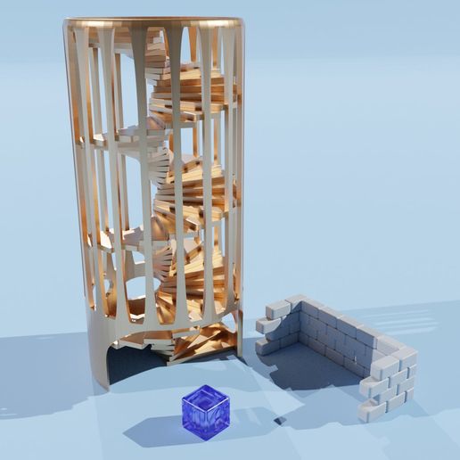 spiral stairs dice tower 3D print model - Mito3D