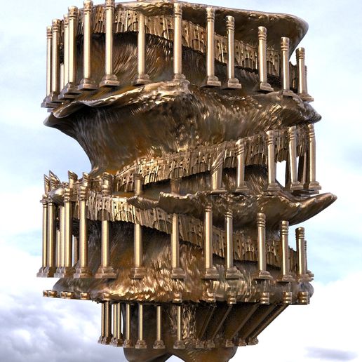 spiral tower fantasy sci fi 3d model architecture baroque pillars towers building intricate elven lordoftherings narnia gameofthrones 3D print model - Mito3D