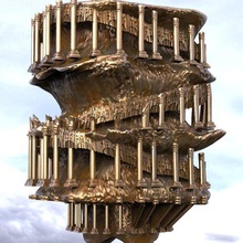 spirale Torre fantasia sci fi 3d modello architettura barocco pilastri torri edificio intricato elfo Signore degli Anelli narnia Game of Thrones 3d print model - Mito3D