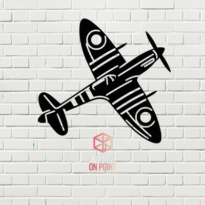 spitfire warbird ww2 2d wall art art plane 3d decor home mounted picture planeart p51 fighter uk 3d print model - Mito3D