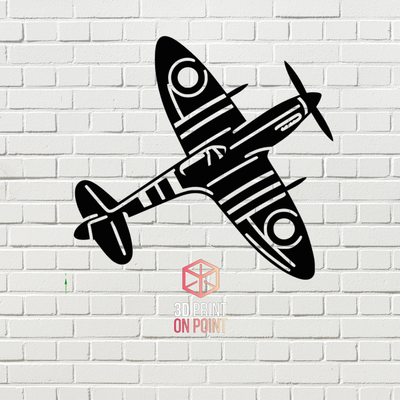 cracheur feu warbird ww2 2d mur art avion 3d décor accueil maison monté image planéaire p51 combattant uk 3d print model - Mito3D