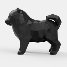 spitz low poly art animal chien de poméranie lulu compagnie 3d print model - Mito3D