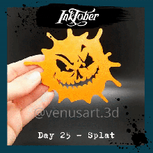 Projection Halloween Coaster citrouille effrayant éclabousser 3d print model - Mito3D