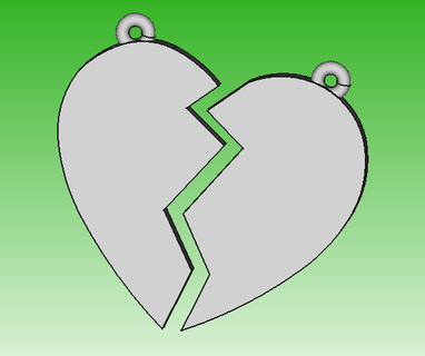 split heart pendants pendant heart love couple lovers love story heart necklace  3d print model - Mito3D