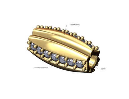 Bölünmüş oval elmas 3 kürek çekmek boncuk bilezik cazibe 3d Yazdır model kolye takı yazdırılabilir altın gümüş sterlin geometrik ayırıcı moda basit yönlü 3d print model - Mito3D