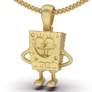 sponge bob pendant lux pendant silver gold jewelry printable 3d model trend fashion design zbrush tiger sponge bob  3d print model - Mito3D
