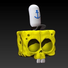 sponge bob skull art cartoon 3d print model - Mito3D