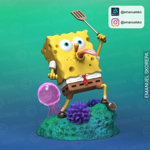 spongebob vari sabbia guance patrick stella stampa 3d La stl stampa3d impressione patrizia bobesponge sponge bob arenaria calamari squidward krabs toons nickelodeon palla di spugna 3D print model - Mito3D