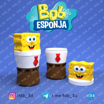 bob esponja copo milkshake casa prumo esponja patricio estrela calamardo arenite bochechas salvando bikini 3d print model - Mito3D