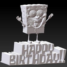sünger bob mutlu doğum günü Esponja kek torta Cumpleaños üst 3d print model - Mito3D