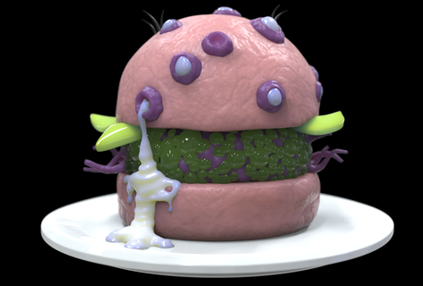 spongebob nasty patty krabby cheeseburger 3d print model - Mito3D
