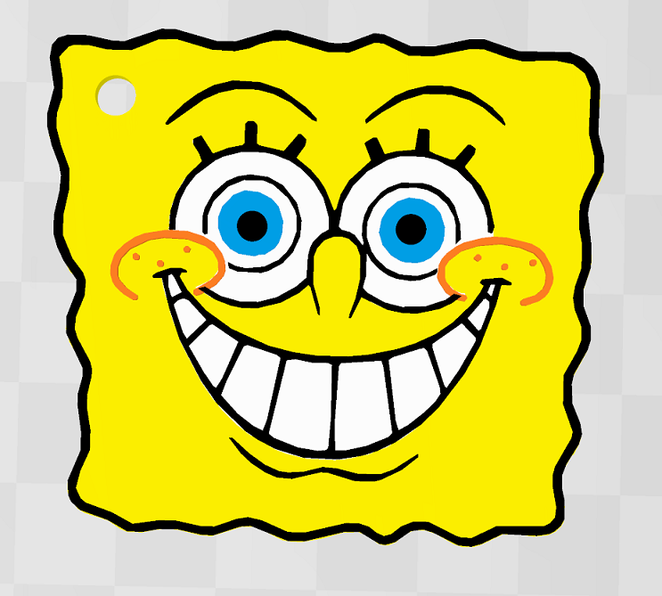 SpongeBob lächelnd Schlüssel Ring Bob Schwamm Schlüsselbund 3D print model - Mito3D