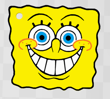 SpongeBob lächelnd Schlüssel Ring Bob Schwamm Schwamm Schlüsselbund Schlüsselbund 3d print model - Mito3D
