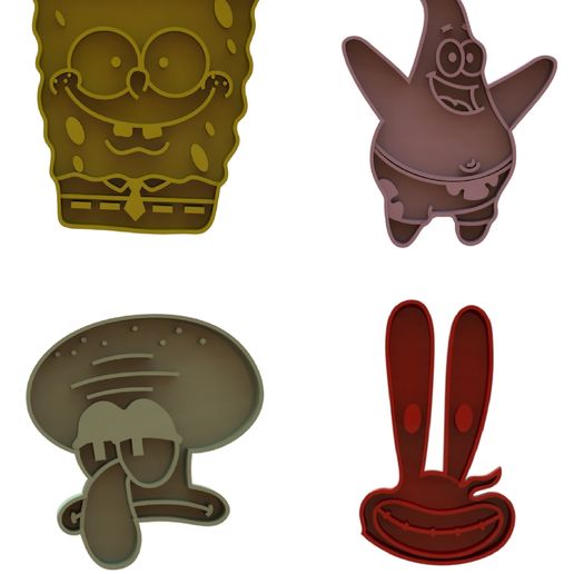 Bob Esponja calça Quadrada biscoito cortadores pacote cortador patrick Estrela lula tentáculos mr krabs 3D print model - Mito3D