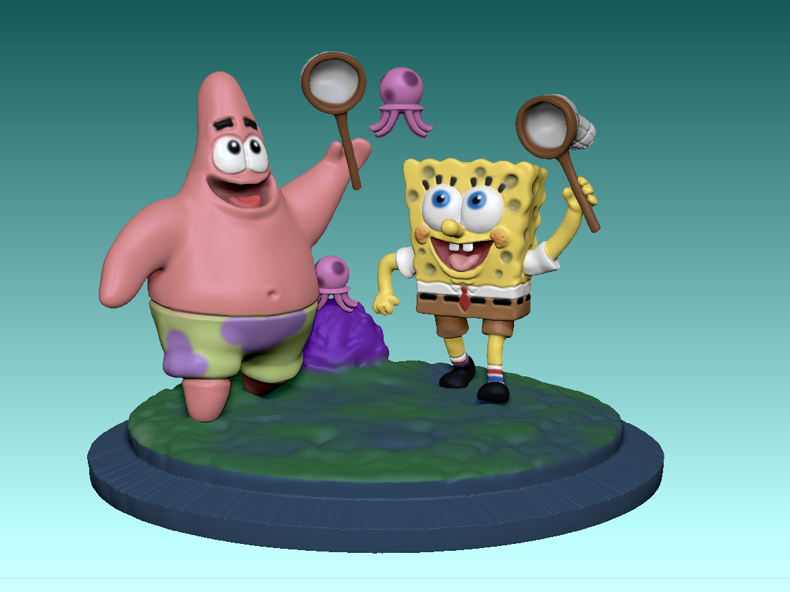 bob esponja calça quadrada patrick estrela pegando medusa arte sereia homem craca garoto arenoso lula mr krabs sra pérola desenho animado nickelodeon filme bruxas fantasma engraçado fofa oceano nemo 3D print model - Mito3D