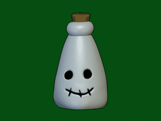effrayant visage magie bouteille grandeur nature jeu potion halloween terrifiant amusement facile to impression soutien libre 3d print model - Mito3D