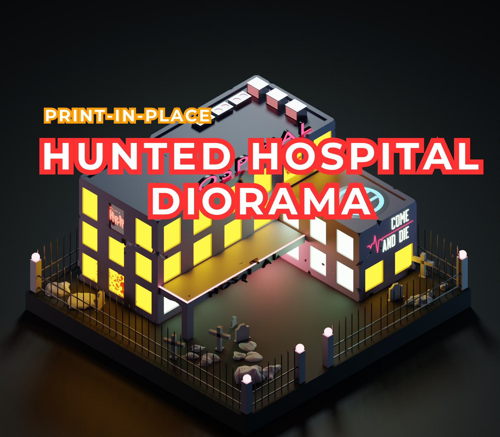 spaventoso ospedale diorama carina fantasma triste Mietitore bellissimo Halloween carino bambini 3D print model - Mito3D