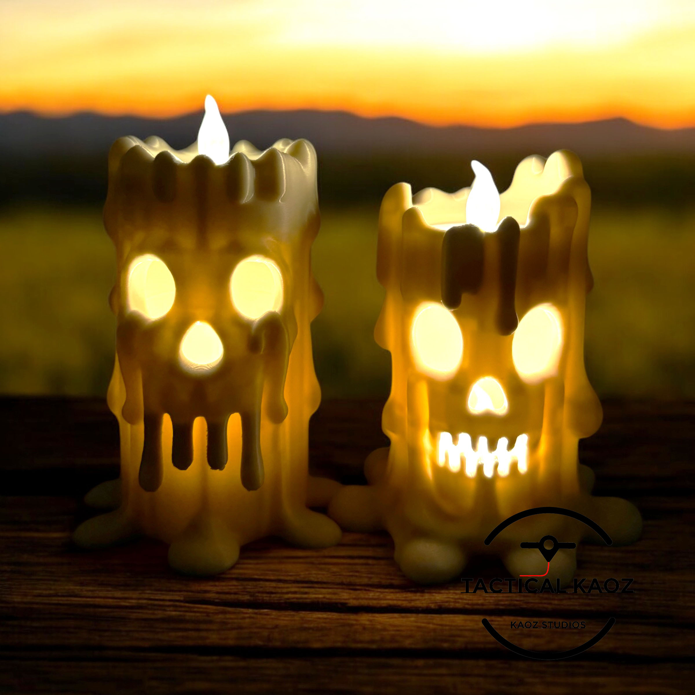 spooky melting skull candles halloween decor tea light art bambu labs pre-painted pre-supported decoration gift holiday scary creepy candle holder haunted collectible home 3D print model - Mito3D