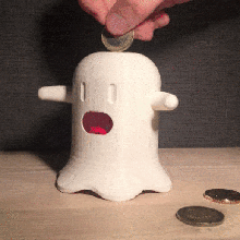 spooky money jar piggy bank ghost tongue hands up 3d print model - Mito3D