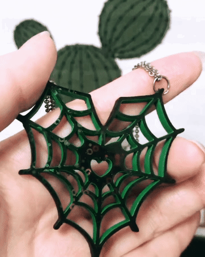 spooky sparkly spiderweb necklace valentines gift goth galentines jewelry toy 3d print model - Mito3D