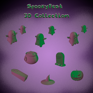 spookyfest 3d collection full set halloween pumpkin ghost cauldron coffin model printing thematic modeling decoration creepy design festive creations 3d print model - Mito3D