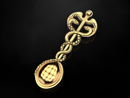 cuillère serpents amulette mascotte bijoux impression 3dprinted imprimable conception bijou d'or or prototypage argent noircissement texture 3d print model - Mito3D