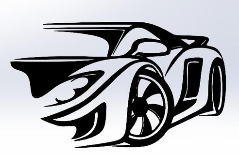 sport voiture mur décor art 3d print model - Mito3D