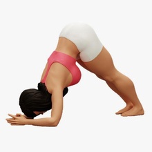 deportivo mujer practicando yoga abajo frente perro pose 3d impresión modelo 3d print model - Mito3D