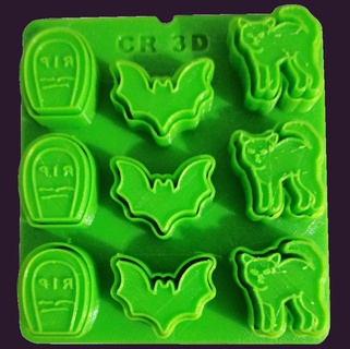 spruzzi taglio miniature pipistrello gatto lapida Halloween decorazioni spruzzatori frese francobolli francobollo calcolo biscotto taglierina 3d print model - Mito3D