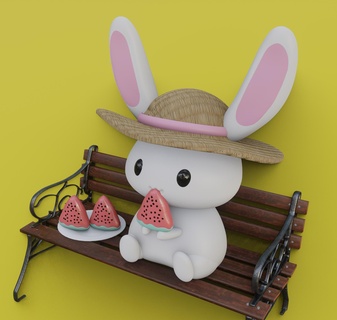 spring bunny rabbit easterxcults easter contest banking park eating 3d print model - Mito3D