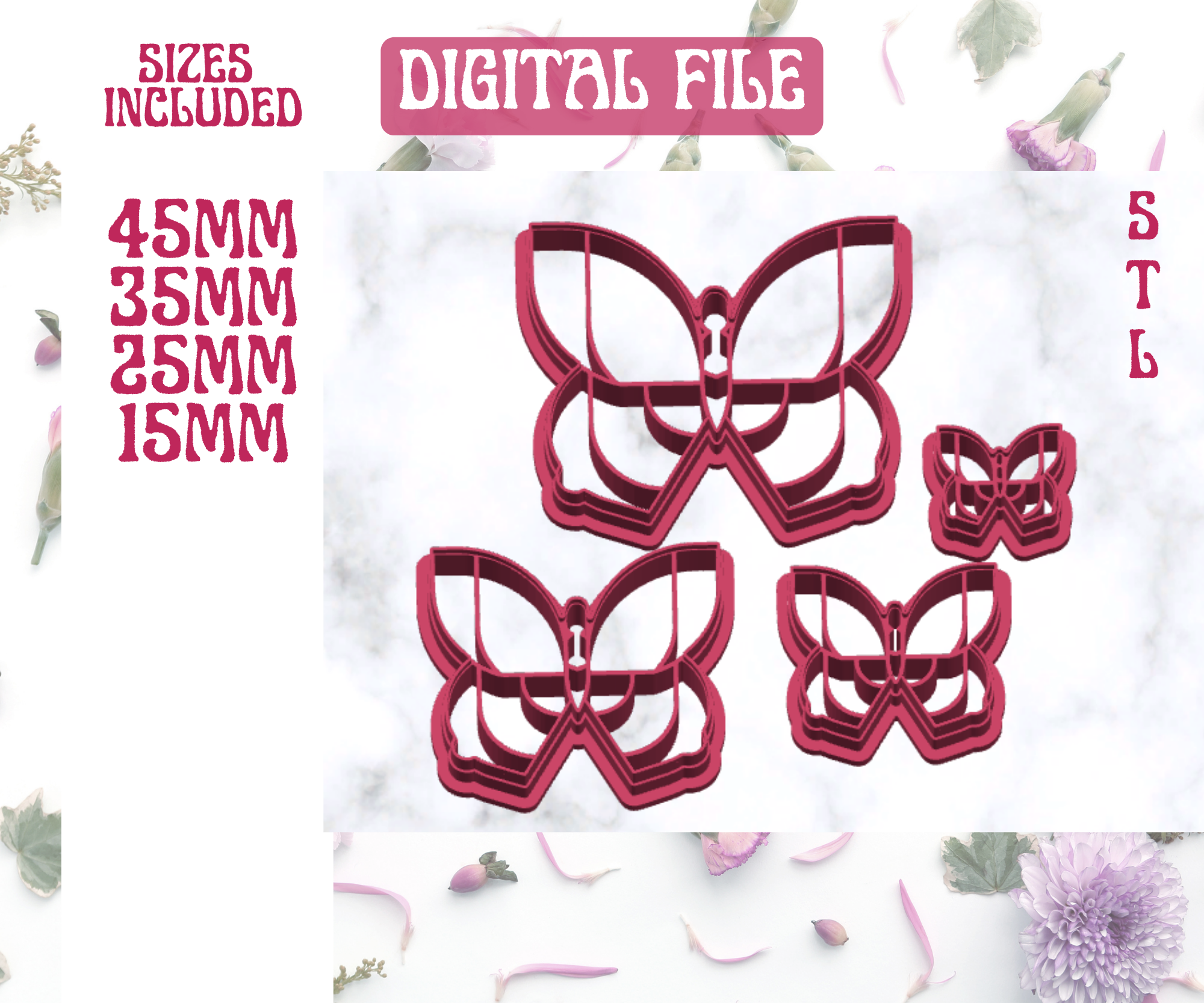 primavera farfalla polimero argilla taglierina orecchini Portachiavi collane orecchino 3D print model - Mito3D