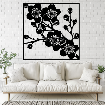 spring flowers 2d wall art window - digital stl & svg file home floral decor 3d printing laser cutting home cults3d download nature-themed modern minimalist rustic garden birthday gift housewarming unique seasonal flower lover 3d print model - Mito3D