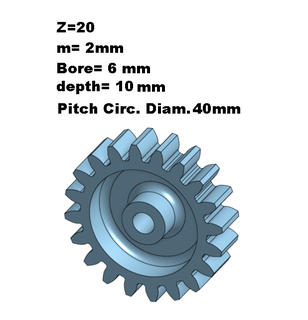 estimular engranaje 20 dientes 2 mm módulo 10 profundidad herramientas engranajes mecánica Ingenieria 3d print model - Mito3D