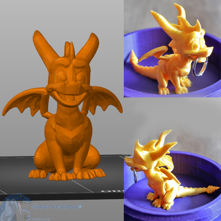 Spyro dragon heureux pose sculptures 3D print model - Mito3D