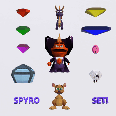 spyro conjunto ps1 retro estilo jogos pacote figura açao sony videogame clássico 3d print model - Mito3D