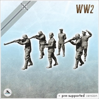 squad german soldiers kar 38k mauser mp38 officer 18 - pre-supported version included germany eastern western normandy stalingrad berlin bulge wwii Game scenery figure statue miniatures resin character rpg terrain diaroma mini reich blitzgrieg ww2 second world war 3d print model - Mito3D
