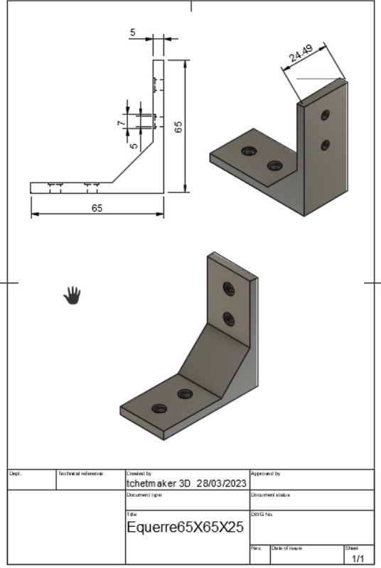 square 65x65x25 diy shelf fastening 3D print model - Mito3D