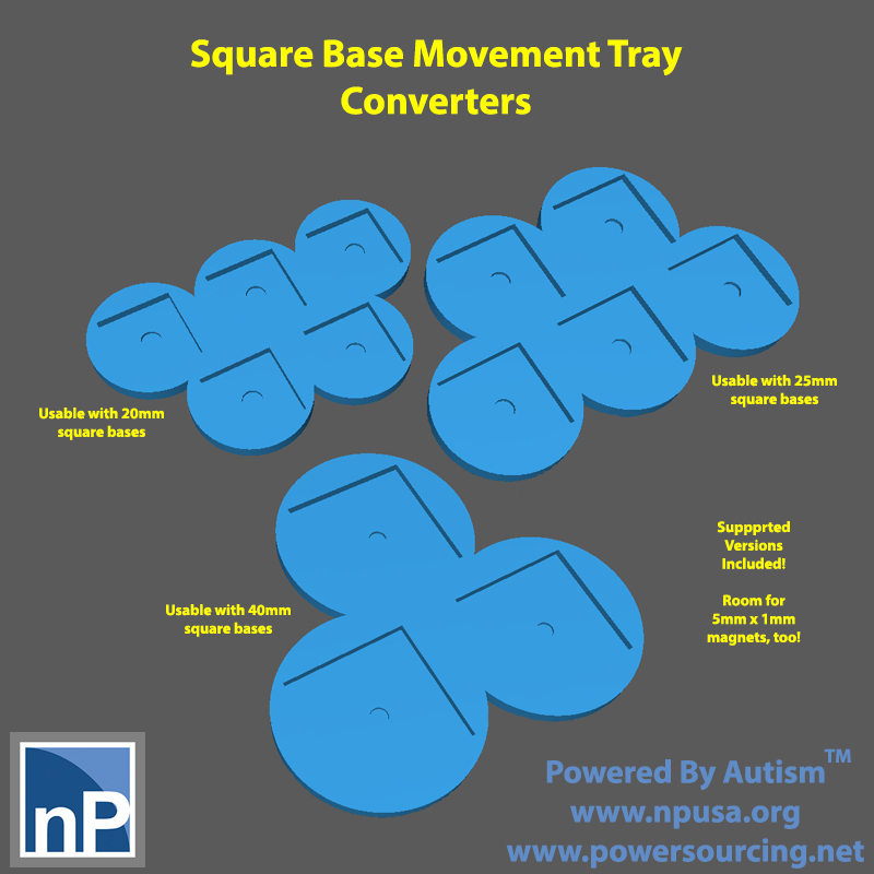 Quadrat Base Bewegung Tablett Konverter Fantasie Könige Krieg Alter 3D print model - Mito3D