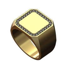 cuadrado diamante sello anillo us tamaños 7 8 9 3d impresión modelo joyería joya imprimible oro plata libra esterlina Moda lujo clásico grabable grabado 3d print model - Mito3D