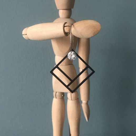 Quadrat Ohrring Schmuck Mode Design Kunst stilvoll Frauen Zubehörteil 3D print model - Mito3D