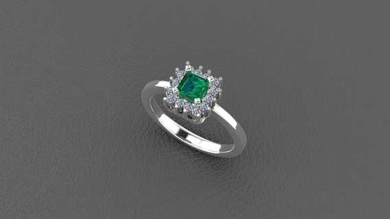 square emerald ring 4x4mm Jewelry rings 3d print model - Mito3D