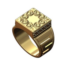 square floral motif greek key pattern signet size 10 3d print model jewelry meandre ring printable silver gold versace scroll 3d print model - Mito3D
